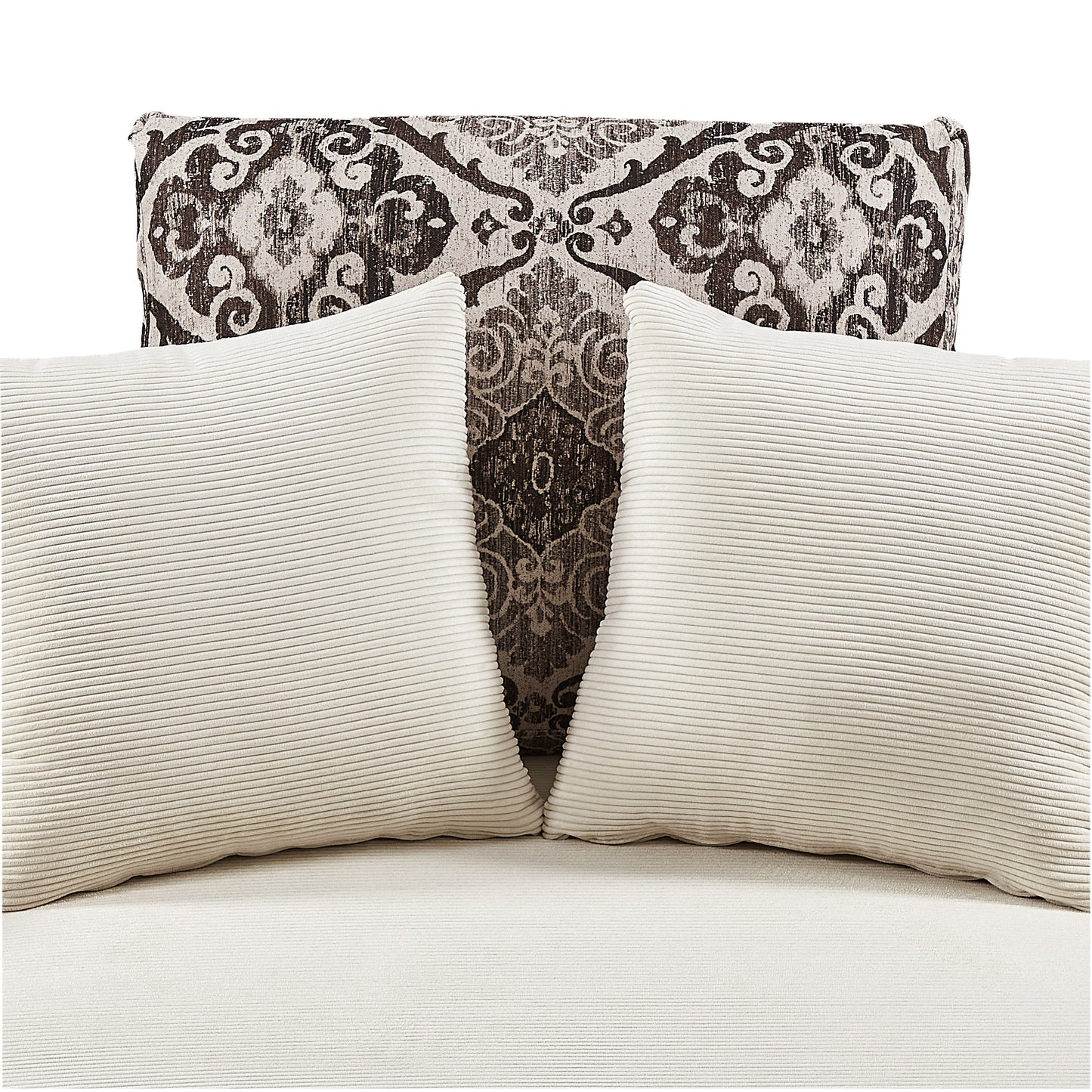 Beige 360° Swivel Accent Chair – Corduroy Upholstery with Detachable Pillows