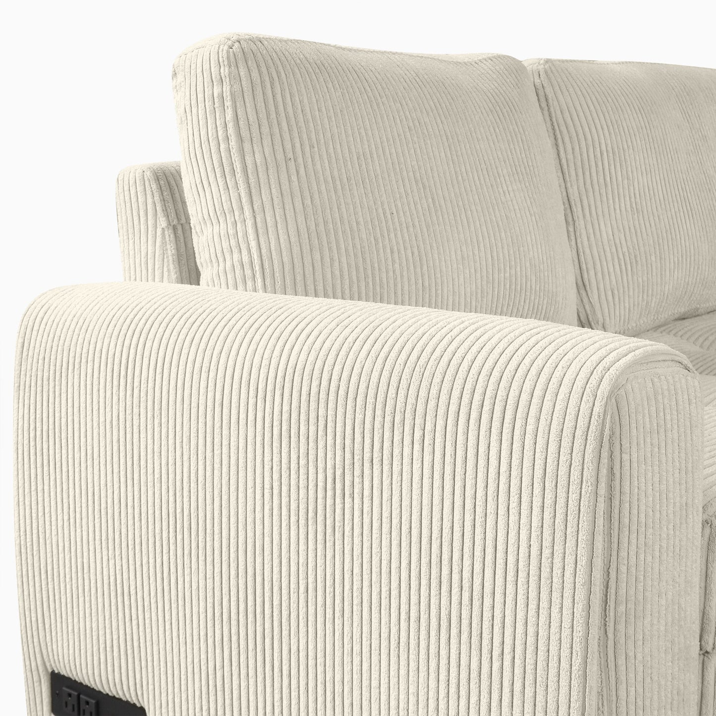Beige U-Shaped Corduroy Sofa – Spacious 5-Seat Sectional with Pocket Springs, Removable Backrests & Durable Plywood Frame