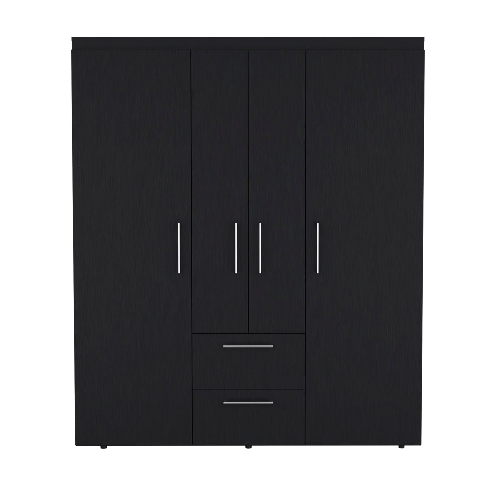 Elma Deluxe Black Armoire Closet – Large Wardrobe with Drawers, Shelves & Hanging Space – Modern Bedroom Storage Cabinet
