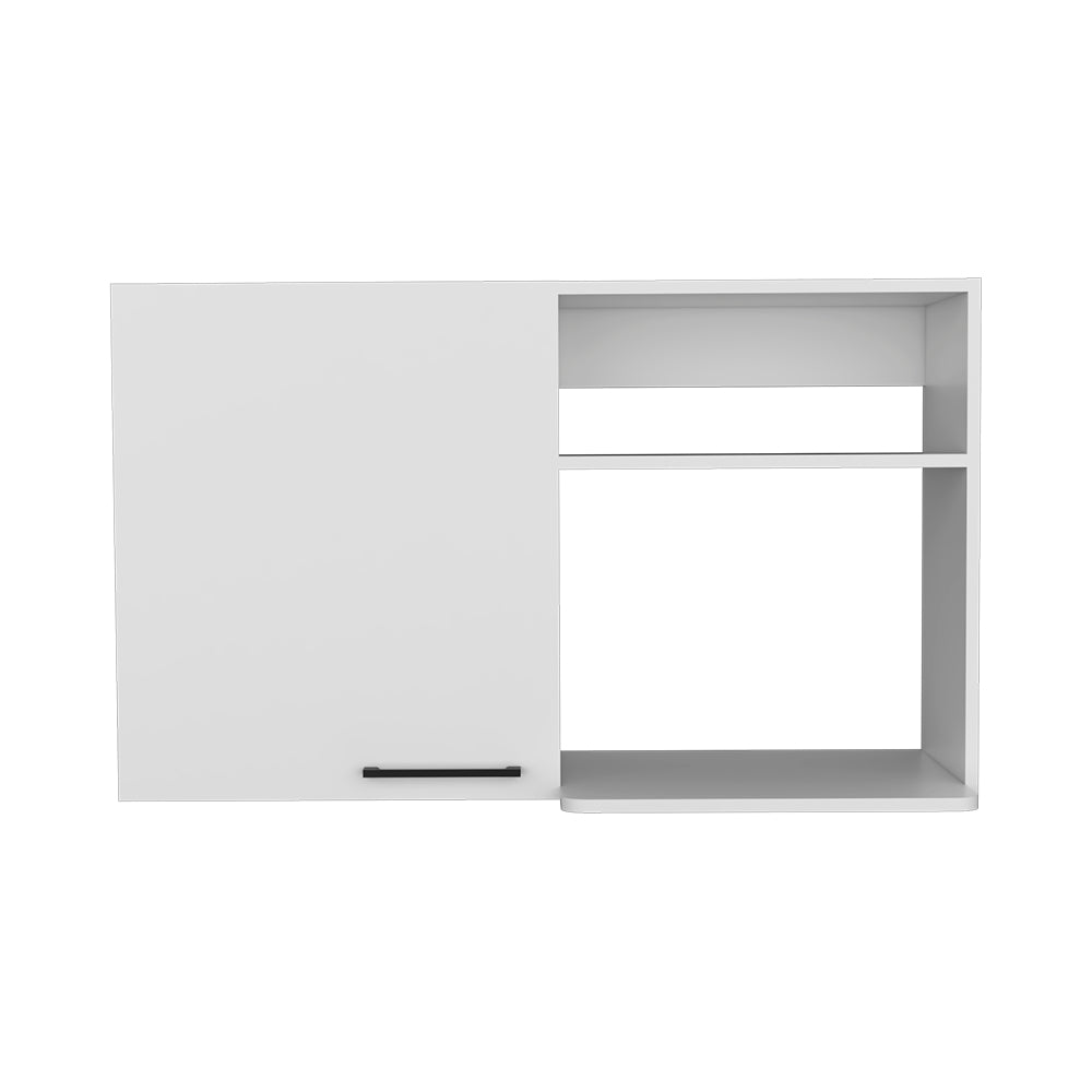 Burwood 2-Door Kitchen Wall Storage Cabinet – White & Black Manufactured Wood with Shelves – Modern Wall-Mounted Organize