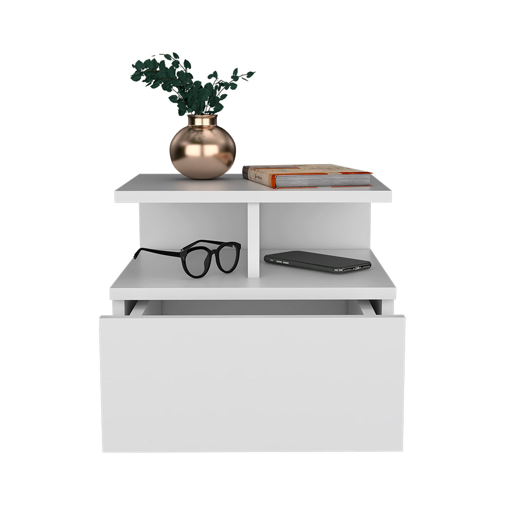 Flopini Floating Nightstand – Modern Wall-Mounted Storage with Drawer & Shelf, Multiple Finishes