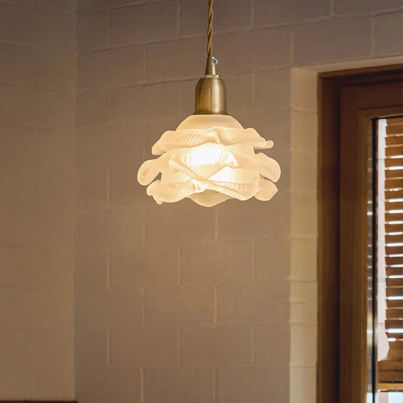 French vintage flower glass chandelier