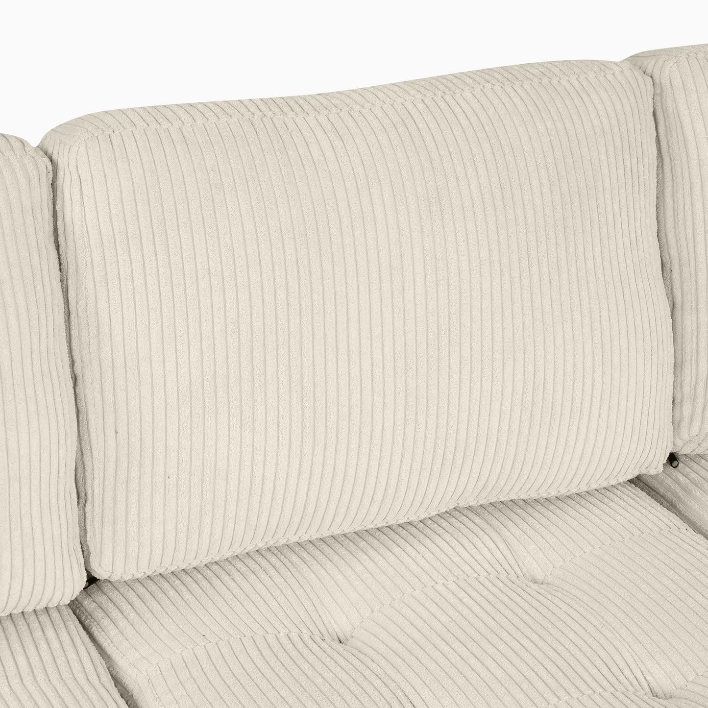 Beige U-Shaped Corduroy Sofa – Spacious 5-Seat Sectional with Pocket Springs, Removable Backrests & Durable Plywood Frame