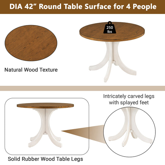 Mid-Century Solid Wood Round Dining Table for Small Places, Walnut Table