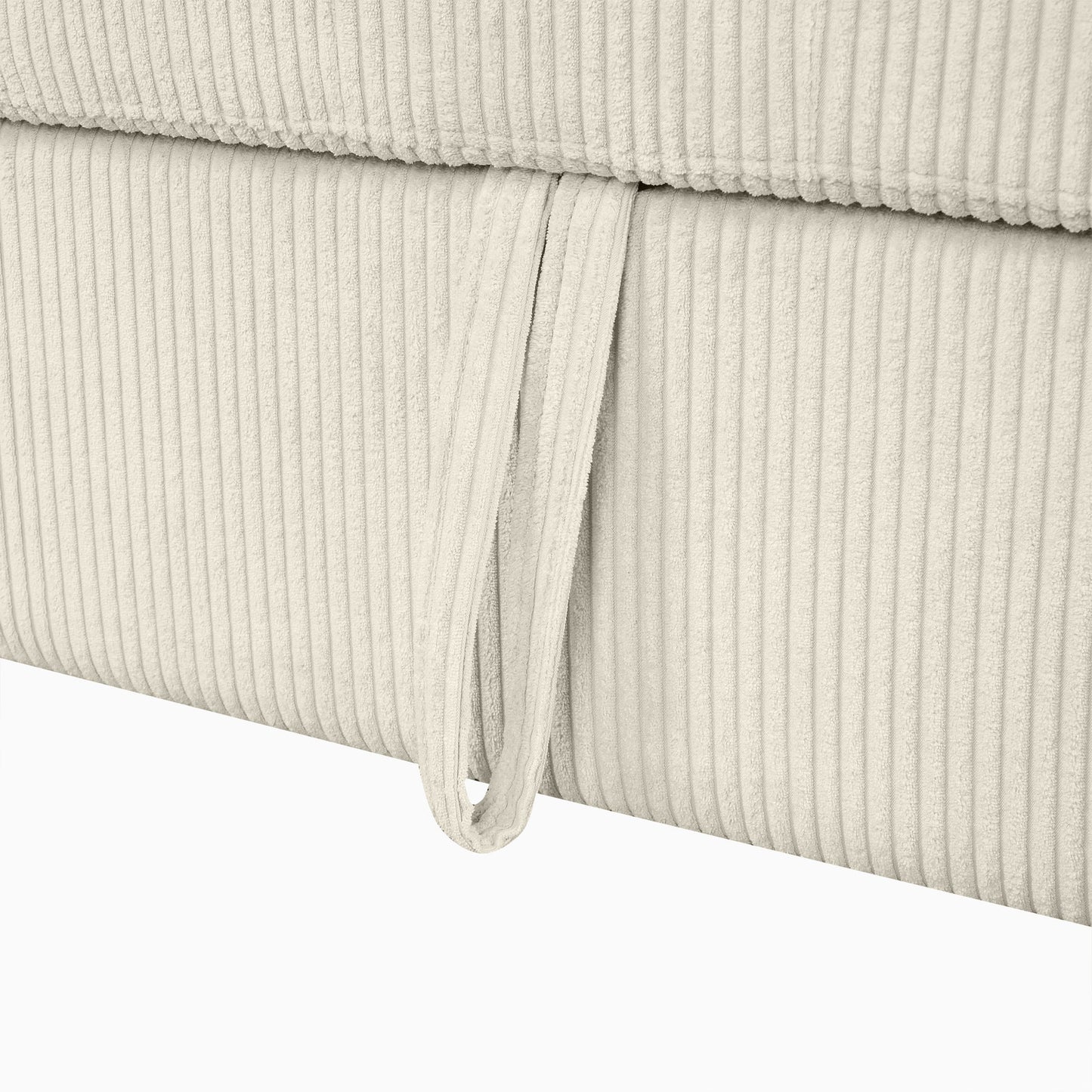 Beige U-Shaped Corduroy Sofa – Spacious 5-Seat Sectional with Pocket Springs, Removable Backrests & Durable Plywood Frame