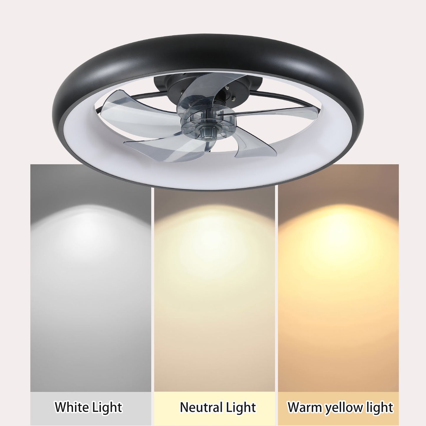 Ceiling Fan with LED Light and Remote – 6 Speeds, 32W Dimmable Light, 3 Color Modes