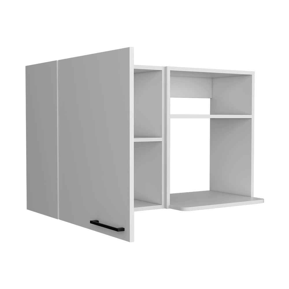 Burwood 2-Door Kitchen Wall Storage Cabinet – White & Black Manufactured Wood with Shelves – Modern Wall-Mounted Organize