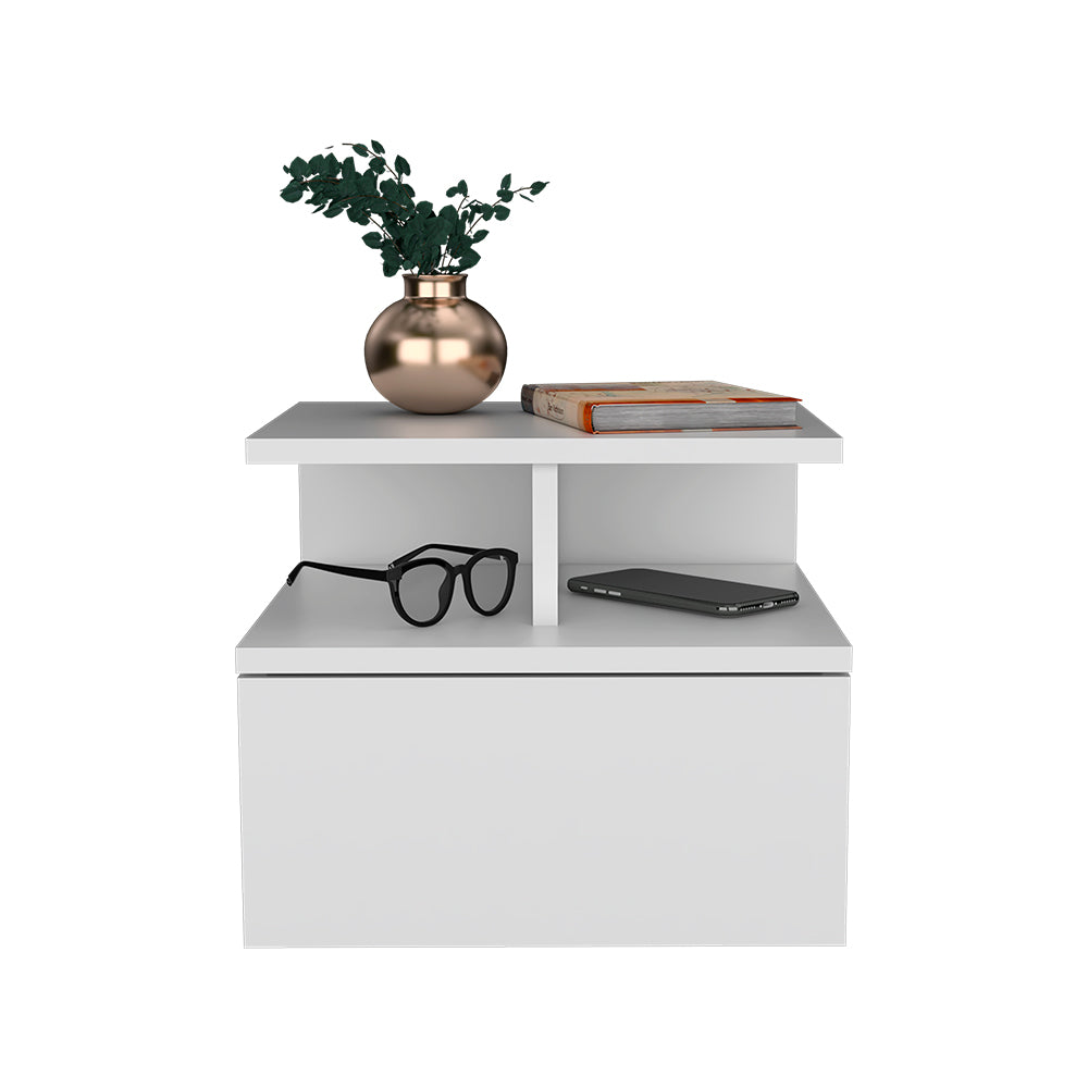 Flopini Floating Nightstand – Modern Wall-Mounted Storage with Drawer & Shelf, Multiple Finishes