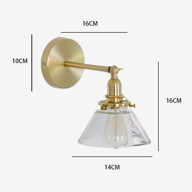 Retro Nordic simple bathroom bathroom painting glass mirror headlight Japanese bed yellow bronze wall lamp