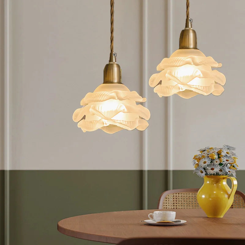 French vintage flower glass chandelier