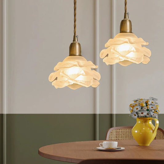 French vintage flower glass chandelier