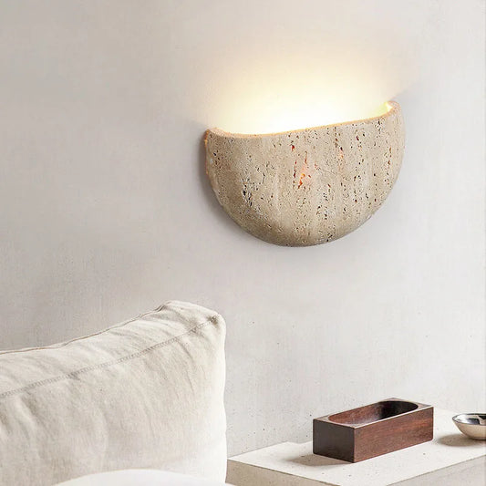Wabi-sabi stone retro living room wall porch corridor homestaycafe atmosphere bedroom bedside wall lamp
