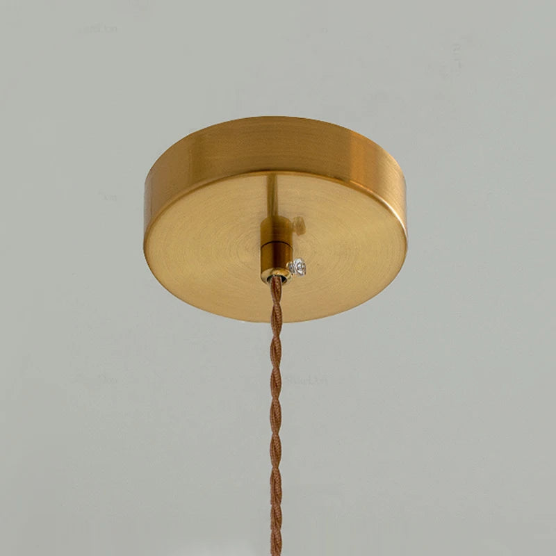 French modern simple cream style Japanese retro brass bedroom bedside lamp dining room transparent ceramic chandelier
