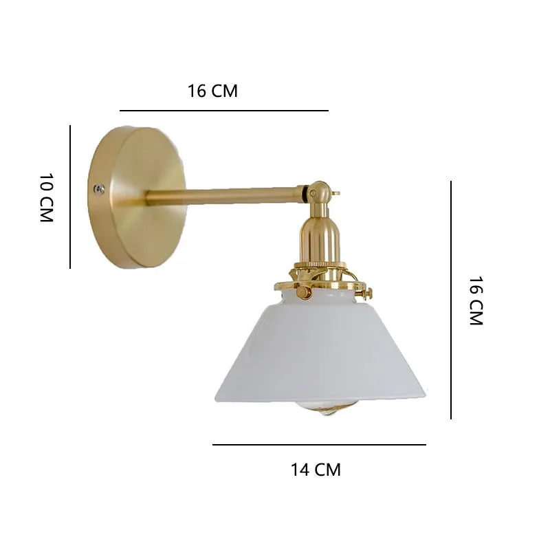 Retro Nordic simple bathroom bathroom painting glass mirror headlight Japanese bed yellow bronze wall lamp