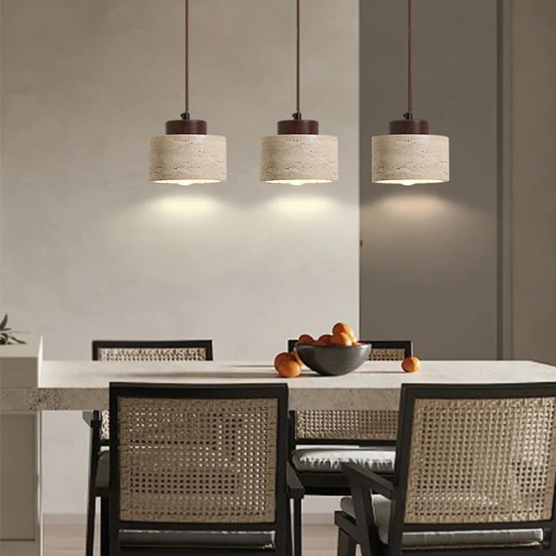 Japanese modern designer wabi-Sabai bedroom bedside lighting bar B&B yellow cave stone chandelier bedside hanging wire lamp