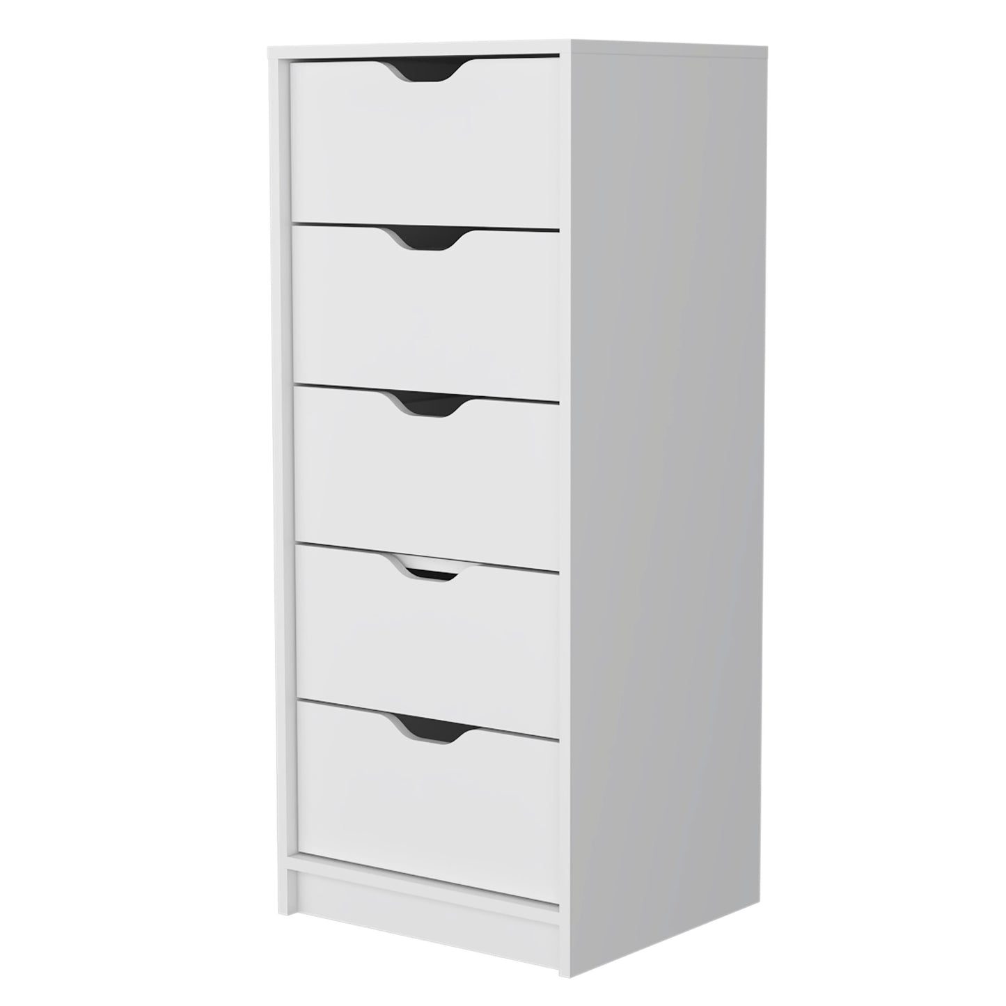 Raymer 2-Piece White Bedroom Furniture Set – 5-Drawer Vertical Dresser & 2-Drawer Nightstand – Modern Storage for Small Spaces
