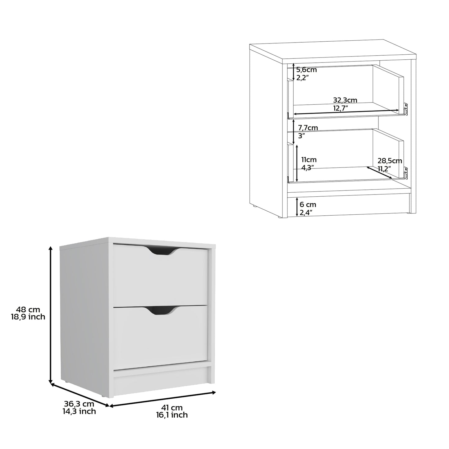 Raymer 2-Piece White Bedroom Furniture Set – 5-Drawer Vertical Dresser & 2-Drawer Nightstand – Modern Storage for Small Spaces