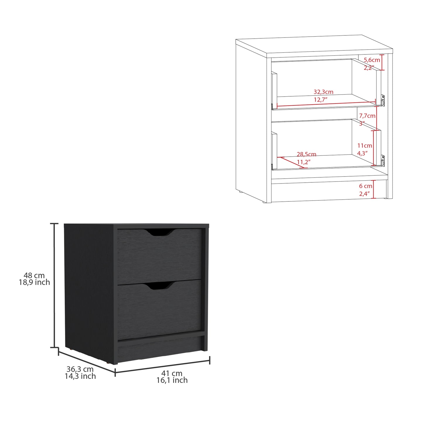Stockley 3-Piece Black Bedroom Furniture Set – 6-Drawer Dresser, 5-Drawer Chest & 2-Drawer Nightstand – Modern Storage Solution