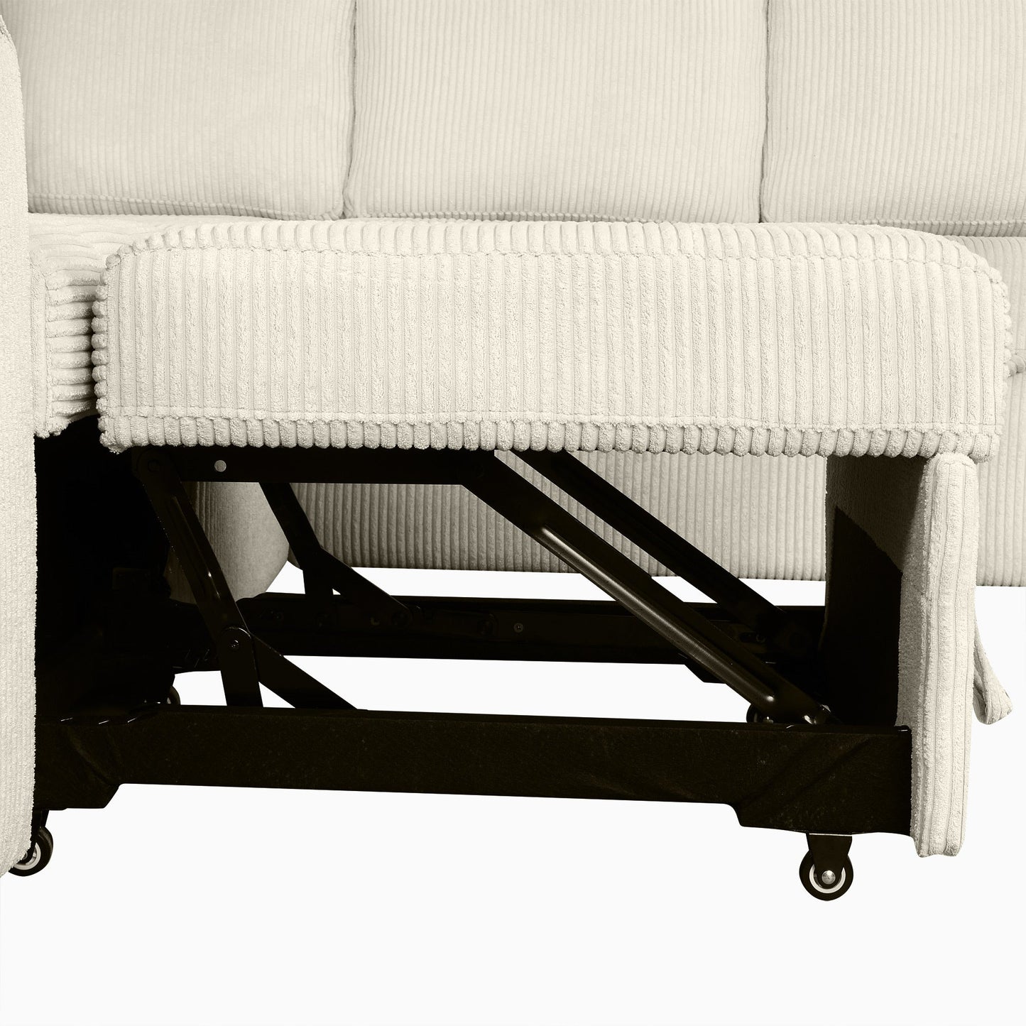 Beige U-Shaped Corduroy Sofa – Spacious 5-Seat Sectional with Pocket Springs, Removable Backrests & Durable Plywood Frame